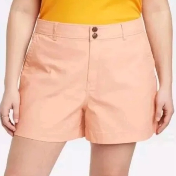 a new day Pants - A New Day Women's High-Rise Everyday Shorts Size 2 Peach 98% Cotton/2% Spandex